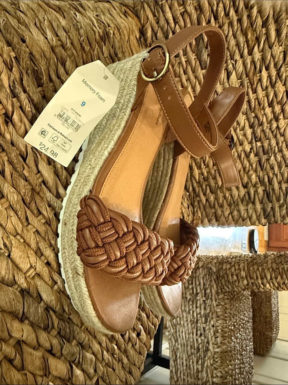 Time and Tru Braided Espadrille Wedge Sandal - Tan